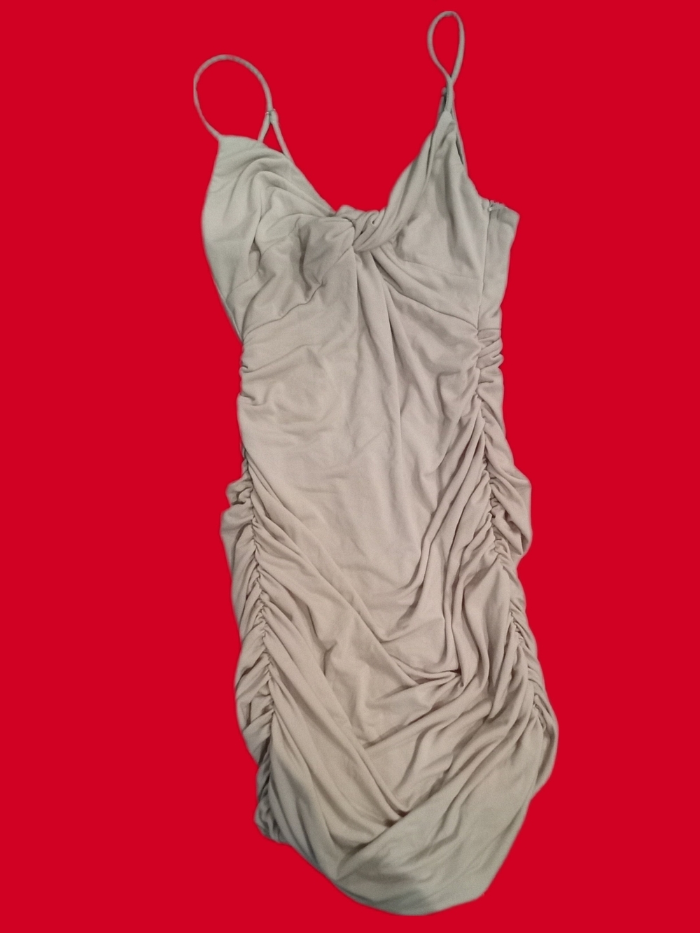 Women’s Ruched Slip Dress in Light Beige